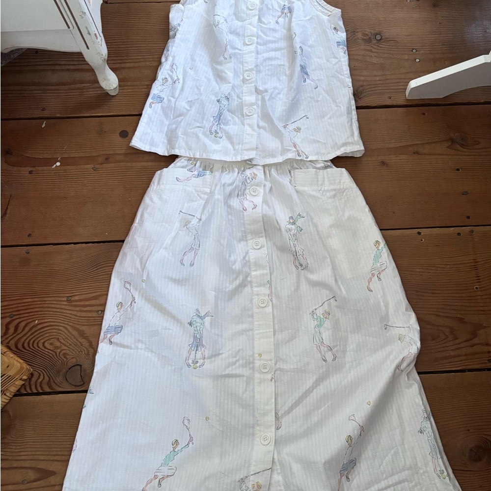 Vintage Shirt & Skirt Set with Pastel Accents